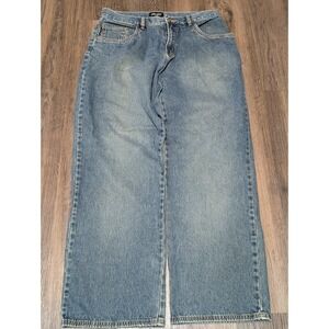 FOX Jeans Mens Size 34 Light Wash Distressed Denim‎ Wide Leg 90s Vintage